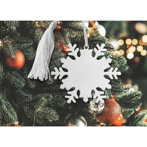 NEW CREATIVE GIFTS INTERNATIONAL snowflake ornament with tassel in silver - Picture 2 of 3